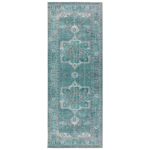 Jaipur Living Harman Hold Tamara Kate Lester HHB02 Power Loomed 100% Polyester Medallion Area Rug Teal 100% Polyester RUG154737