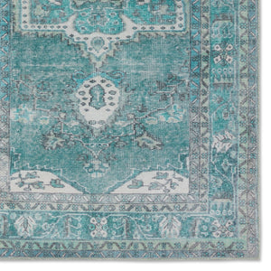 Jaipur Living Harman Hold Tamara Kate Lester HHB02 Power Loomed 100% Polyester Medallion Area Rug Teal 100% Polyester RUG154737