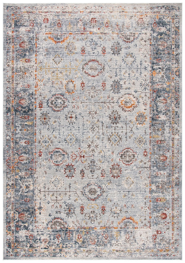 History 500 History 580 Transitional Power Loomed 18.5% Polypropylene, 81.5% Polyester Rug Light Grey / Navy
