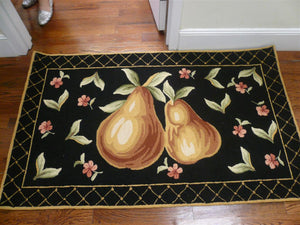 Chelsea Hk163 Hand Hooked Wool Pile Rug in Black 2ft-9in x 4ft-9in