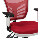 English Elm EE2005 Contemporary Commercial Grade Mesh Executive Office Chair Red Mesh/White Frame EEV-14605