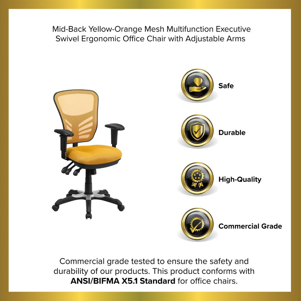 English Elm EE2005 Contemporary Commercial Grade Mesh Executive Office Chair Yellow-Orange EEV-14606