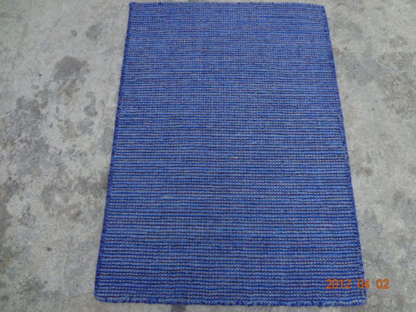 Hand Loom Flat Weave Hlf861 Hand Knotted Wool Pile Rug in Blue, Multi 2ft x 3ft-4in