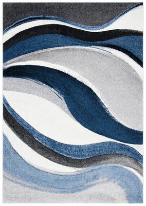 Hollywood 766 Contemporary Power Loomed 100% Polypropylene Rug Grey / Blue