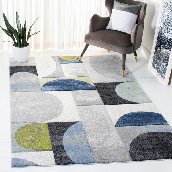 Hollywood 798 Contemporary Power Loomed 100% Polypropylene Rug Grey / Blue