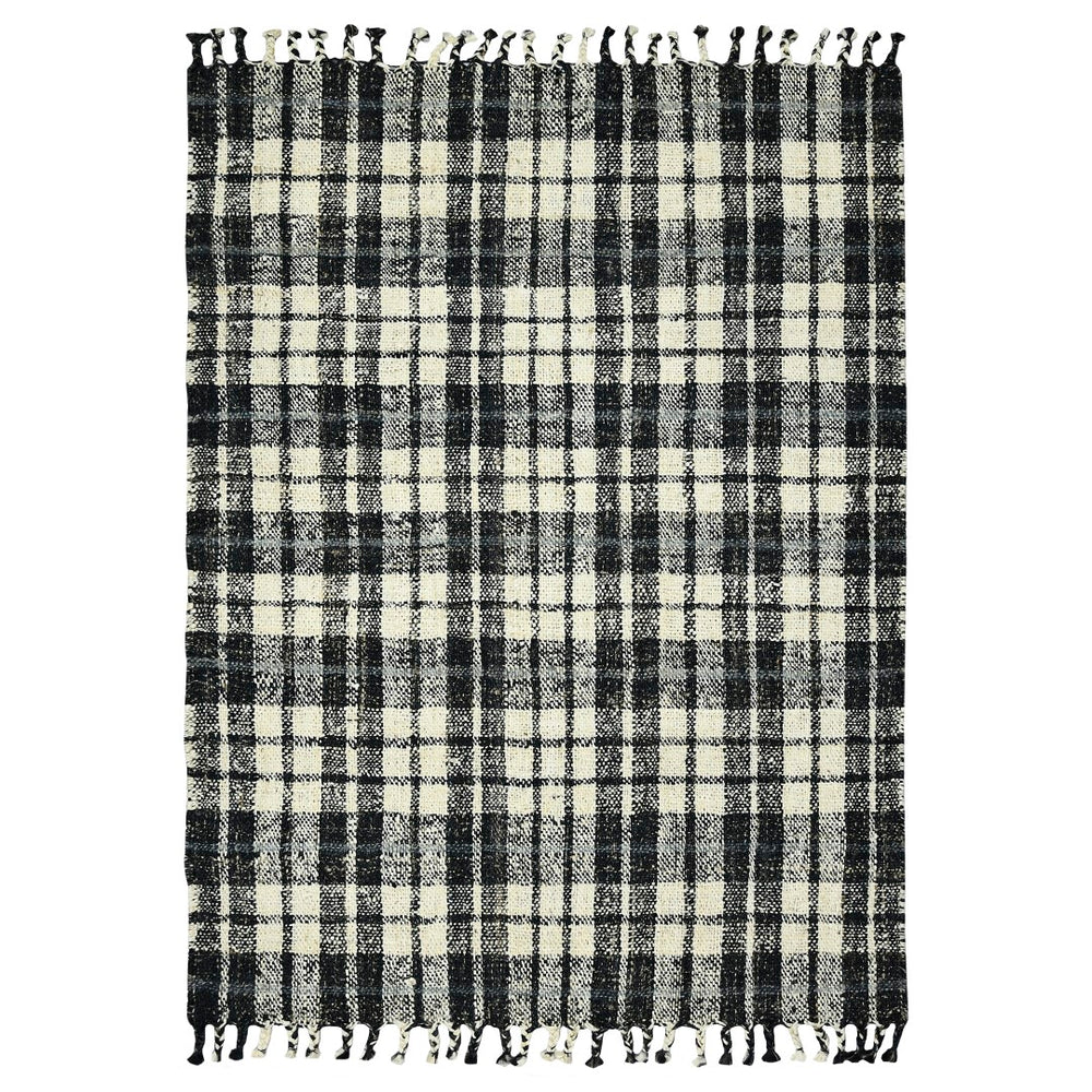 AMER Rugs Hampton HMP-2 Hand-Loomed Plaid Farmhouse Area Rug Charcoal 3'6" x 5'6"