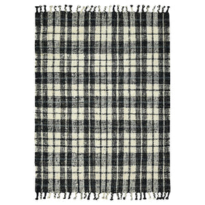 AMER Rugs Hampton HMP-2 Hand-Loomed Plaid Farmhouse Area Rug Charcoal 3'6" x 5'6"