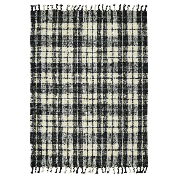 AMER Rugs Hampton HMP-2 Hand-Loomed Plaid Farmhouse Area Rug Charcoal 3'6" x 5'6"