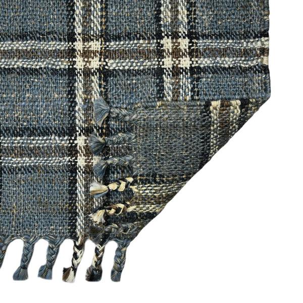 AMER Rugs Hampton HMP-3 Hand-Loomed Plaid Farmhouse Area Rug Blue 3'6" x 5'6"