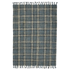 AMER Rugs Hampton HMP-3 Hand-Loomed Plaid Farmhouse Area Rug Blue 3'6" x 5'6"