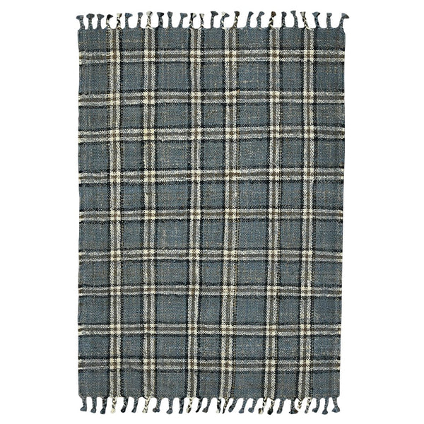 AMER Rugs Hampton HMP-3 Hand-Loomed Plaid Farmhouse Area Rug Blue 3'6" x 5'6"