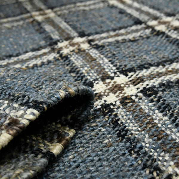 AMER Rugs Hampton HMP-3 Hand-Loomed Plaid Farmhouse Area Rug Blue 3'6" x 5'6"