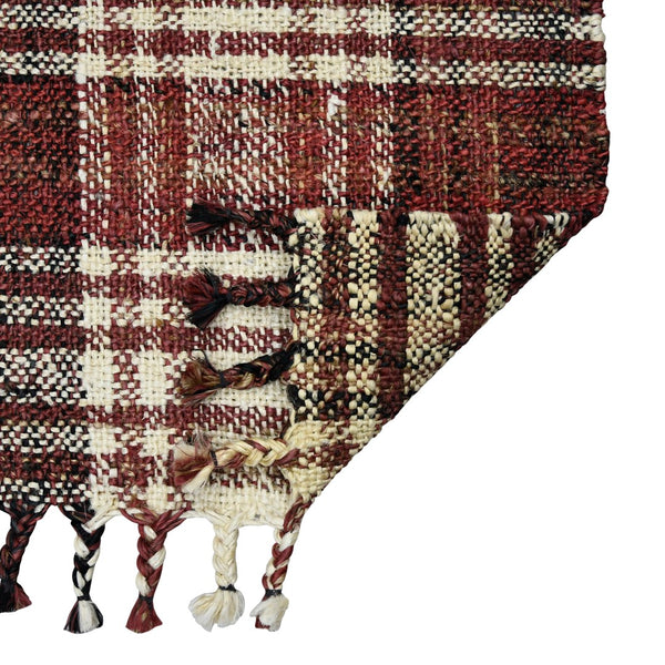 AMER Rugs Hampton HMP-4 Hand-Loomed Plaid Farmhouse Area Rug Brick Red 3'6" x 5'6"