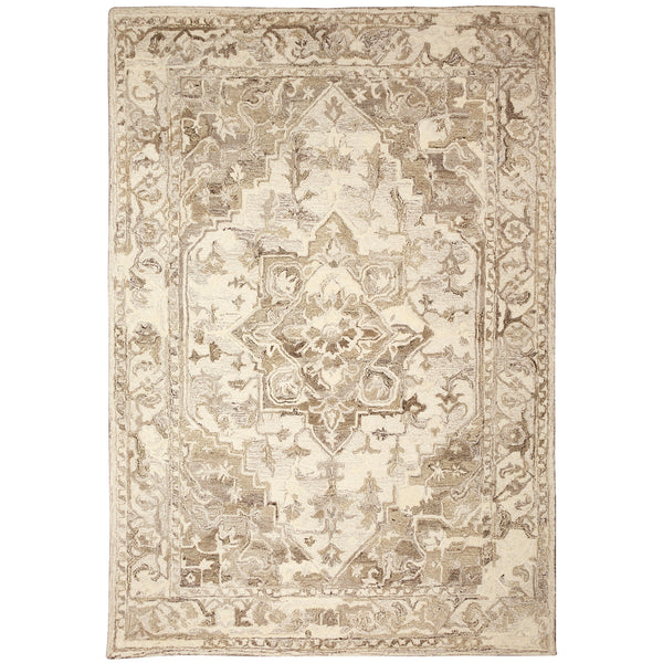 Trans-Ocean Liora Manne Hana Heriz Classic Indoor Hand Tufted 100% Wool Rug Natural 8'3" x 11'6"