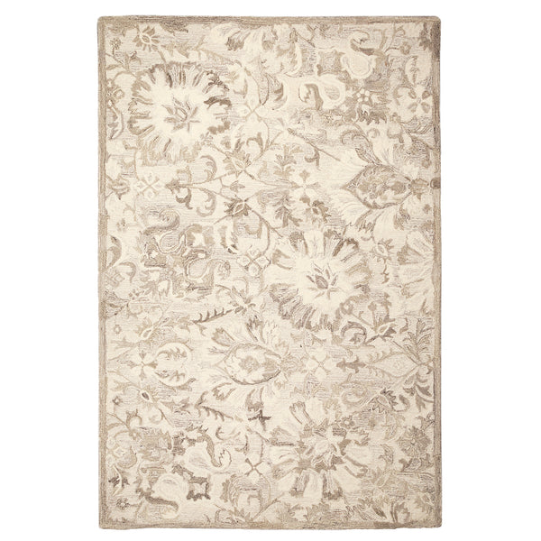 Trans-Ocean Liora Manne Hana Flora Classic Indoor Hand Tufted 100% Wool Rug Natural 8'3" x 11'6"