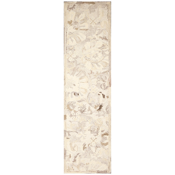 Trans-Ocean Liora Manne Hana Flora Classic Indoor Hand Tufted 100% Wool Rug Natural 2' x 7'6"