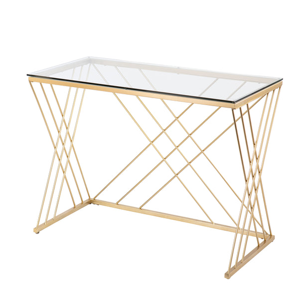 Sei Furniture Dezby Modern Glass Top Desk Ho1143837