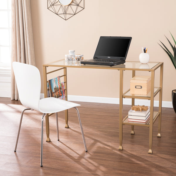 Sei Furniture Jaymes Gold Metal Glass Writing Desk Ho5776