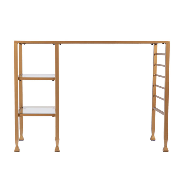 Sei Furniture Jaymes Gold Metal Glass Writing Desk Ho5776