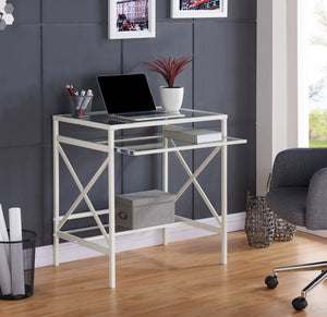 Sei Furniture Elvan Metal Glass Small Space Desk White Ho6530