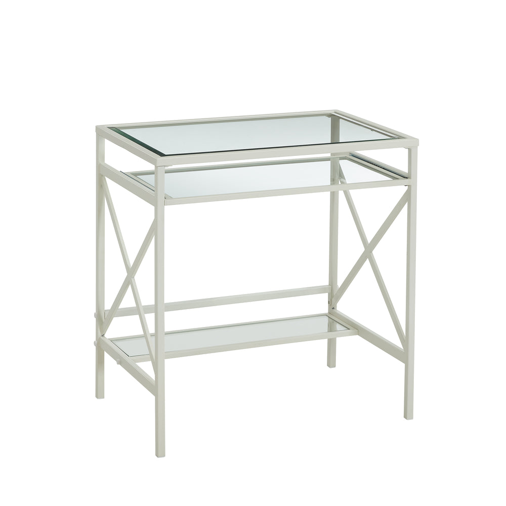 Sei Furniture Elvan Metal Glass Small Space Desk White Ho6530