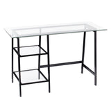 Sei Furniture Avery Metal Glass Sawhorse A Frame Writing Desk Black Ho6531