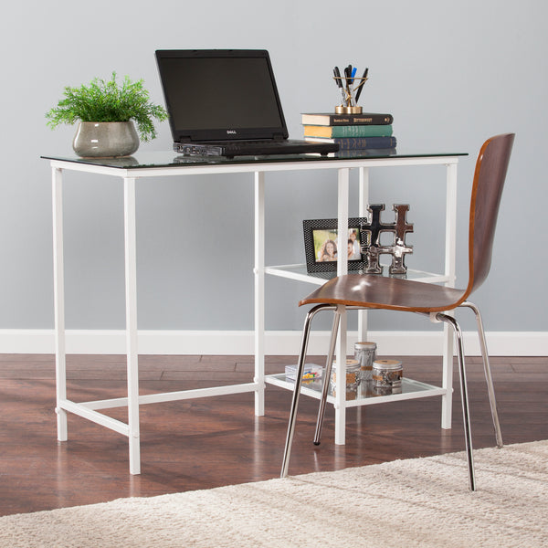 Sei Furniture Layton Metal Glass Student Desk White Ho6534
