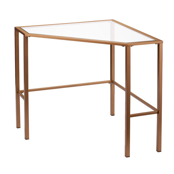 Sei Furniture Keaton Metal Glass Corner Desk Soft Gold Ho6546