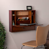 Sei Furniture Benwick Wall Mount Laptop Desk Brown Mahogany Ho8290