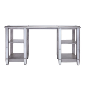 Sei Furniture Wedlyn Mirrored Desk Glam Style Brushed Matte Silver W Mirror Ho9383