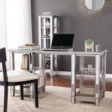 Sei Furniture Wedlyn Mirrored Desk Glam Style Brushed Matte Silver W Mirror Ho9383