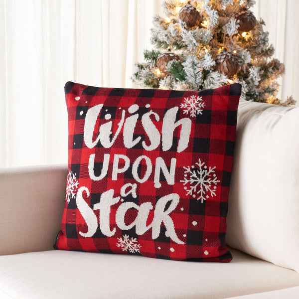 Wish Pillow - Festive Farmhouse Chic Cushion with Playful Snowflake Motifs for Holiday Decor