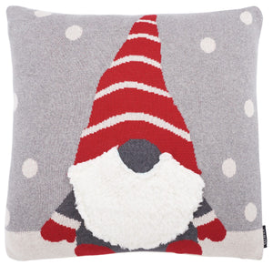 Peppermint Elves Pillow - Adorable Holiday Accent Featuring Santa's Helper with Textured Fleece Beard