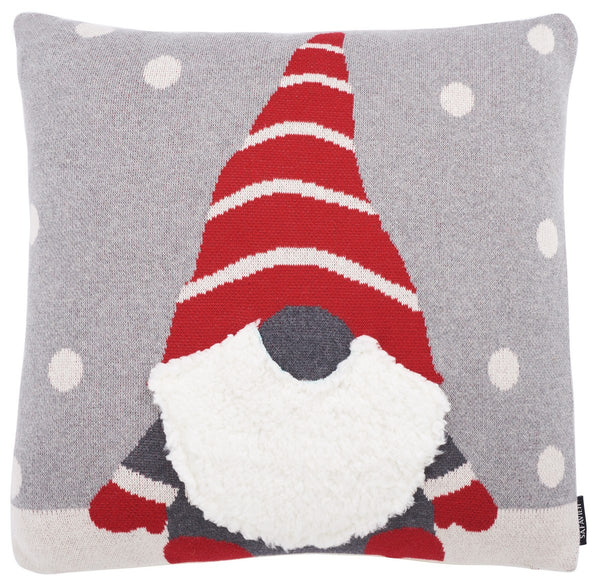 Peppermint Elves Pillow - Adorable Holiday Accent Featuring Santa's Helper with Textured Fleece Beard