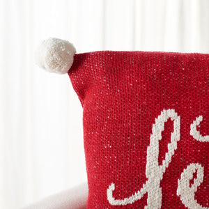 Let It Snow Holiday Pillow - Whimsical Seasonal Decor with Charming Script and Pompom Accents