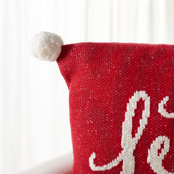 Let It Snow Holiday Pillow - Whimsical Seasonal Decor with Charming Script and Pompom Accents