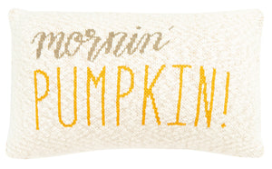 Morning Pumpkin Pillow - Soft Knit Cotton Decorative Cushion for Cozy Autumn Farmhouse Decor