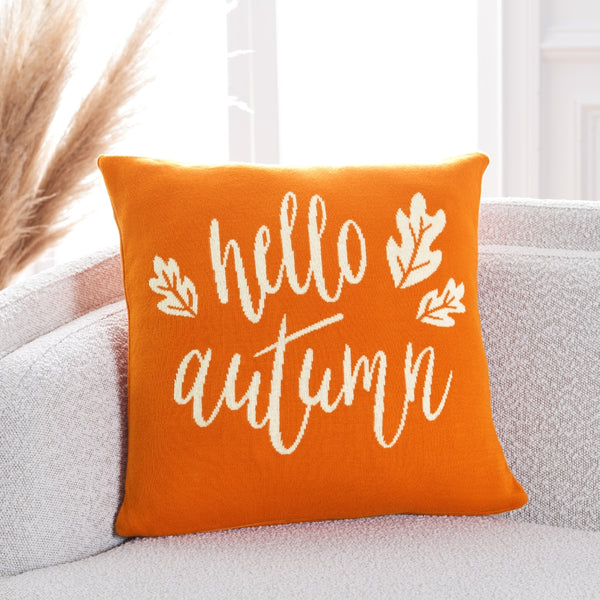 Hello Autumn Pillow – Cozy 100% Cotton Cover & Soft Polyester Filling for Seasonal Comfort Decor