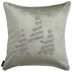 Winter Tree Pillow - Festive Holiday Decor with Beaded Stars and Charming Christmas Trees Design