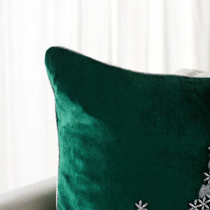 Winter Tree Pillow - Festive Holiday Decor with Beaded Stars and Charming Christmas Trees Design