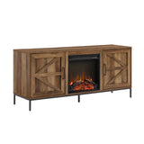 Houston Modern Rustic Fireplace Console TV Stand with Adjustable Shelves and Faux Flame Heating