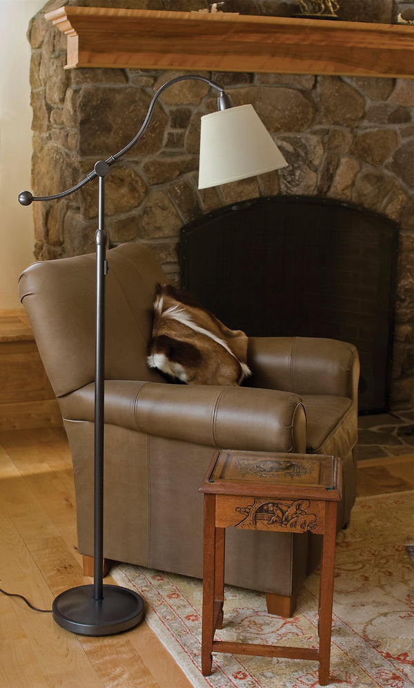 Hyde Park Floor Lamp Oil Rubbed Bronze w/White Linen Shade