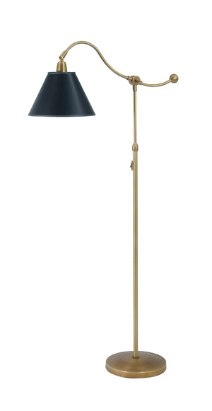 Hyde Park Floor Lamp Weathered Brass w/Black Parchment Shade