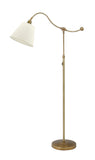 Hyde Park Floor Lamp Weathered Brass w/White Linen Shade