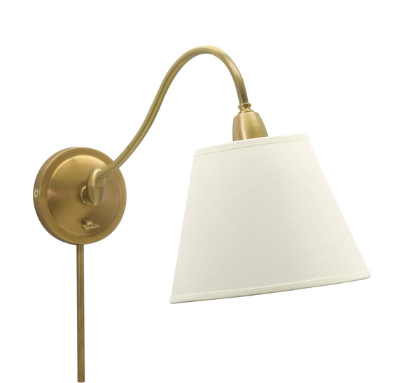 Hyde Park Wall Lamp Weathered Brass w/White Linen Shade