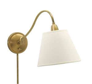 Hyde Park Wall Lamp Weathered Brass w/White Linen Shade
