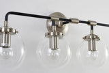 Bethel Polished Nickel & Black Wall Sconce in Glass & Stainless Steel