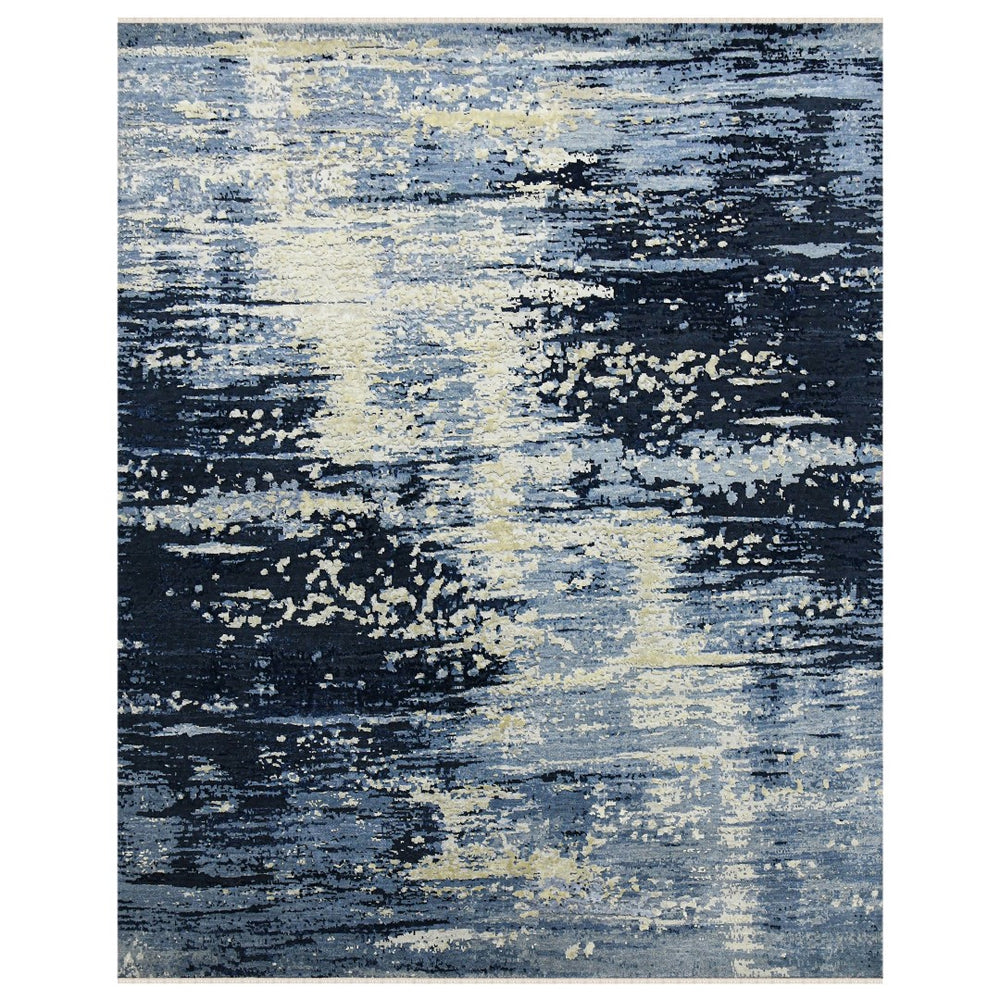 AMER Rugs Hermitage HRM-1 Hand-Knotted Abstract Modern & Contemporary Area Rug Blue Sapphire 10' x 14'