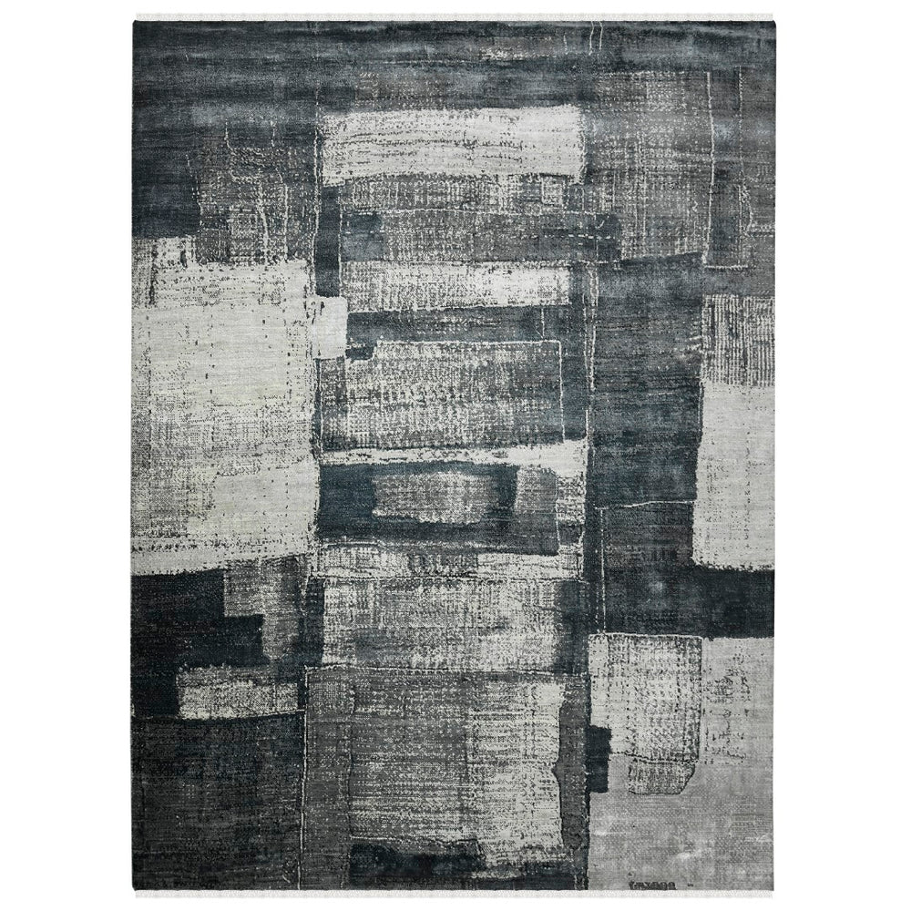 AMER Rugs Hermitage HRM-11 Hand-Knotted Abstract Modern & Contemporary Area Rug Salon Black 10' x 14'