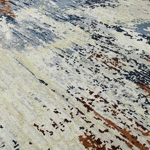 AMER Rugs Hermitage HRM-2 Hand-Knotted Abstract Modern & Contemporary Area Rug Blue/Rust Brown 10' x 14'